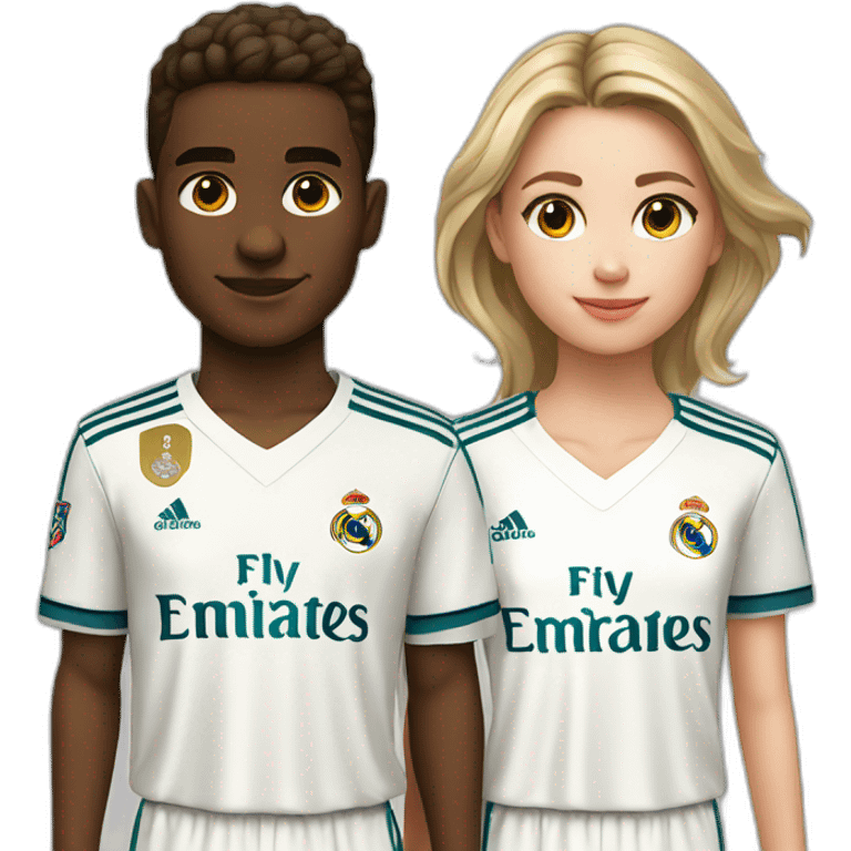 Boy and girl in real madrid jersey emoji