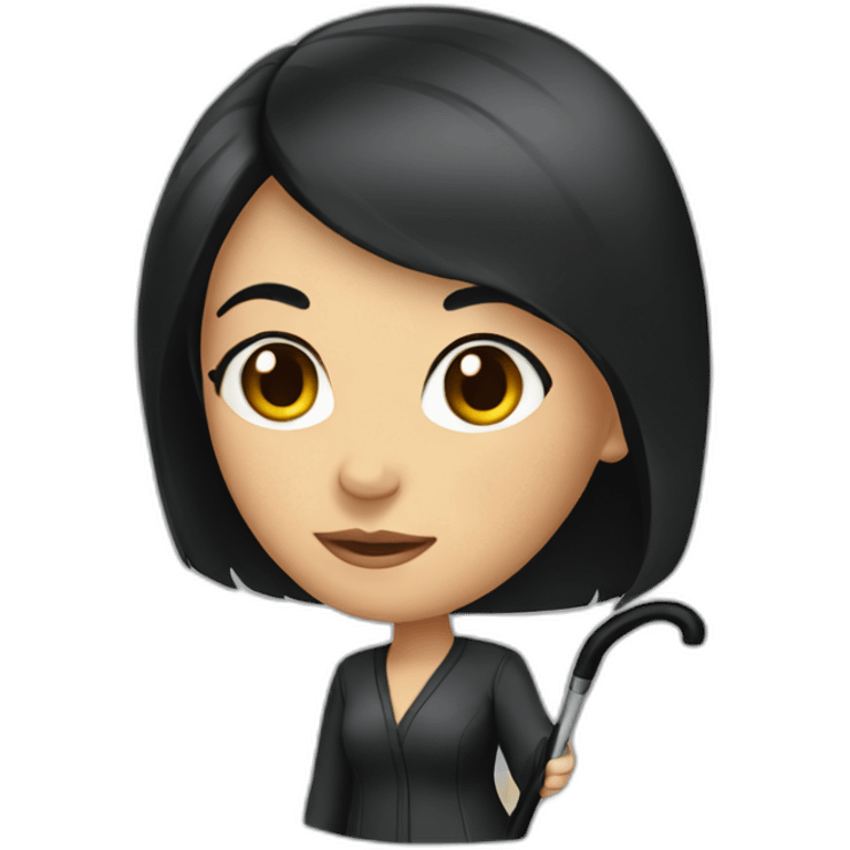 A woman with black hair with a cane  emoji