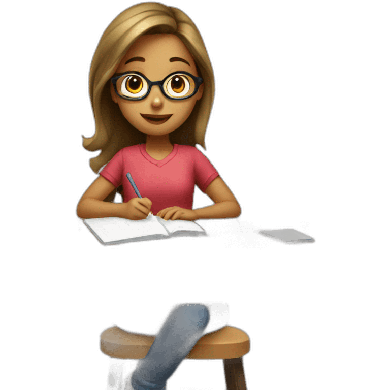 smart girl doing homework emoji