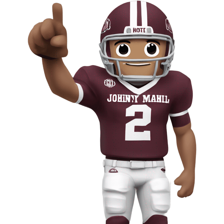 Johnny manziel in a Texas a&m maroon uniform holding up one thumb  emoji