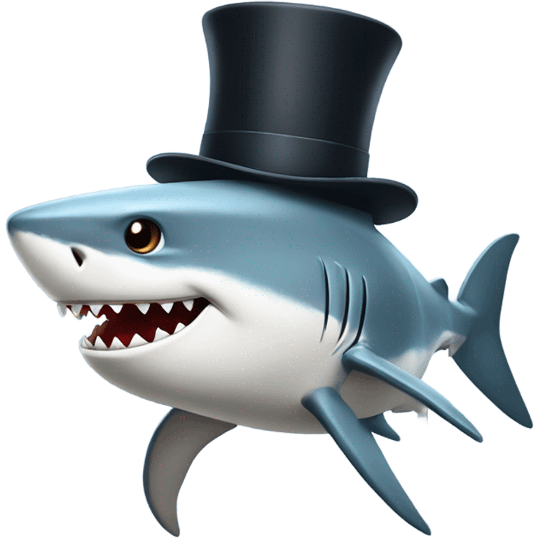 Shark with a top hat emoji