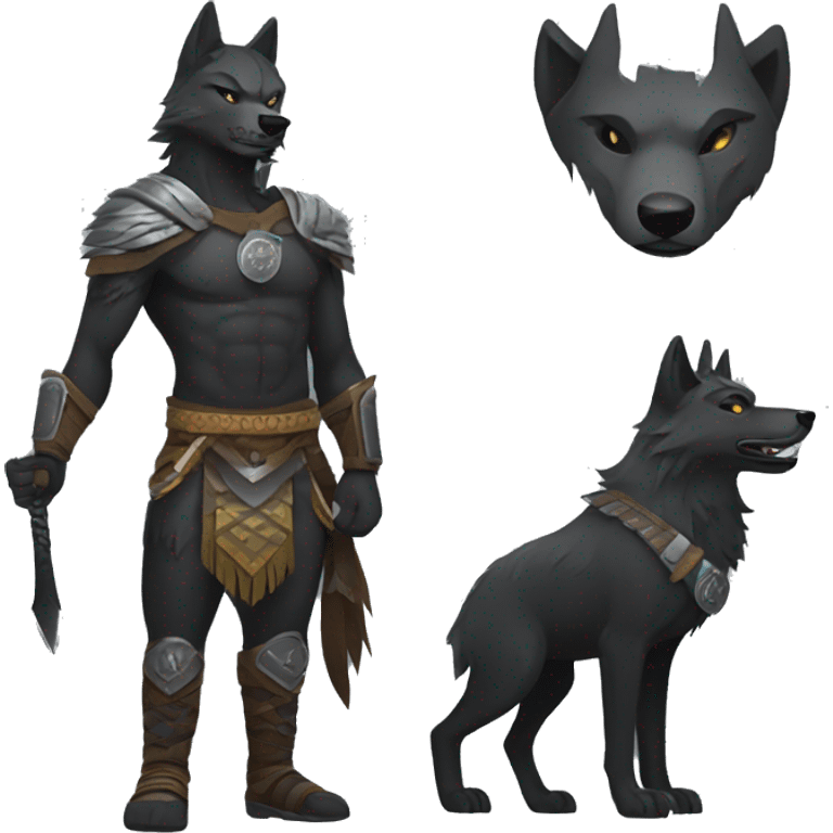 Black wolf warrior emoji