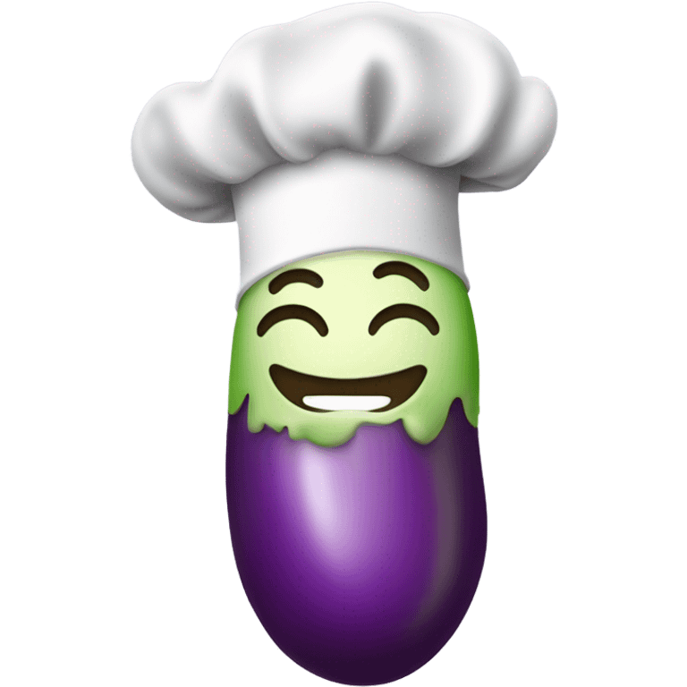 Light pink eggplant emoji with chef’s hat on stem emoji