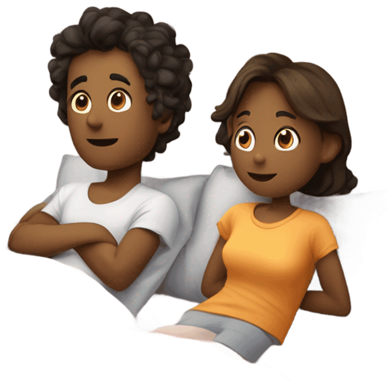 make a boy and a girl laying in bed together watching tv emoji