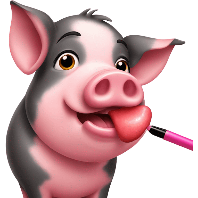 Pig  putting  lip gloss  on emoji