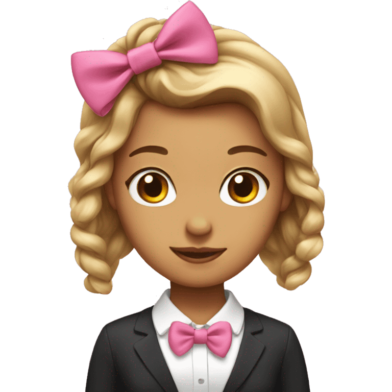 Girl with a pink bow tie in her hair emoji