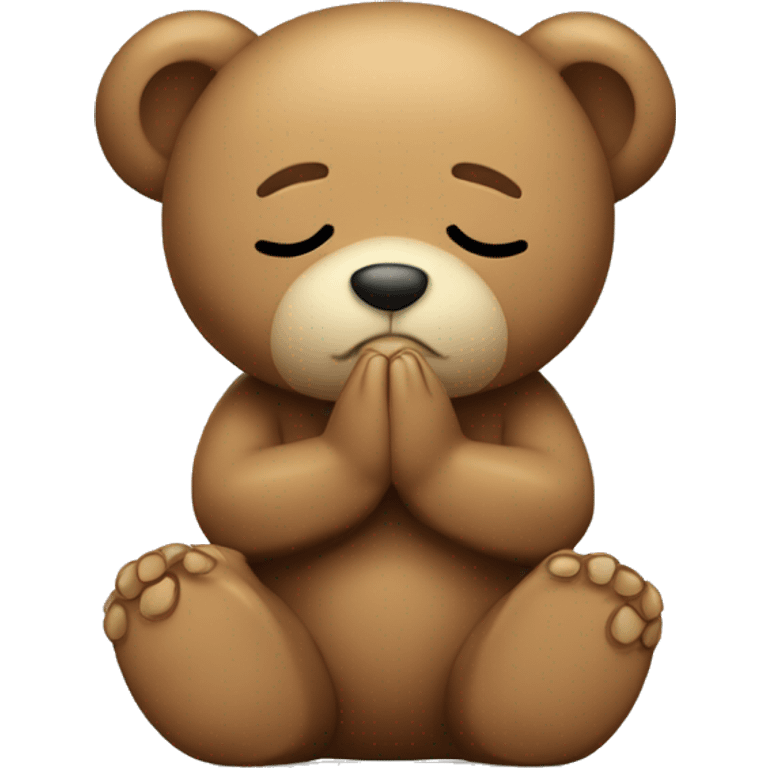 Teddy bear praying with closed eyes emoji