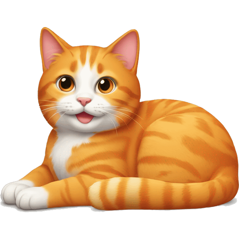 Orange cat laying and liking itself  emoji