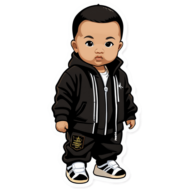 Black and Asian baby general with Yeezy gear emoji