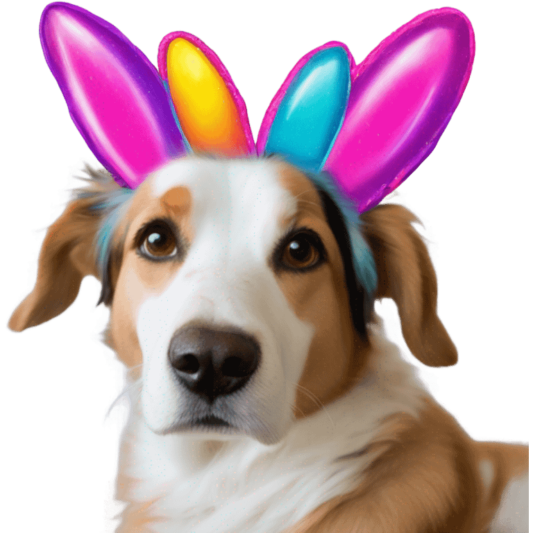 Lisa Frank Easter bunny headband on dog emoji