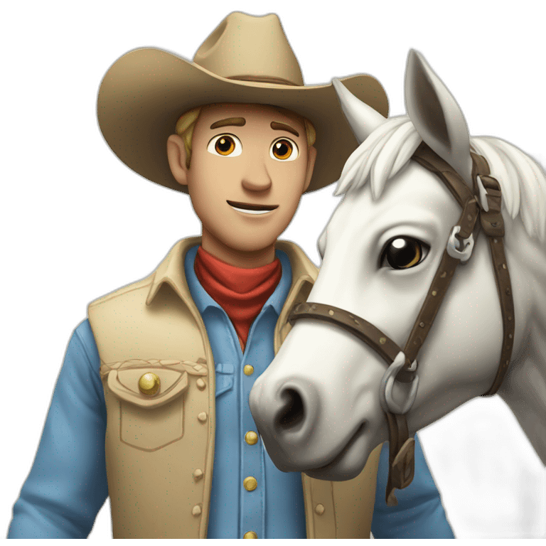 Cow-boy with White horse emoji