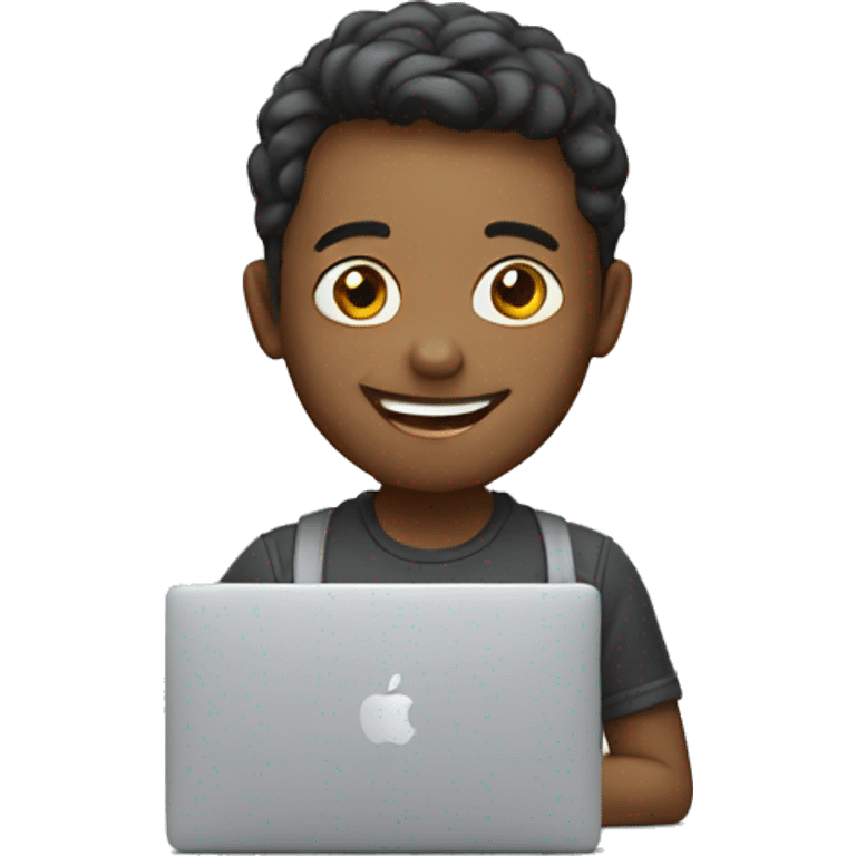 happy young developer with a macbook emoji