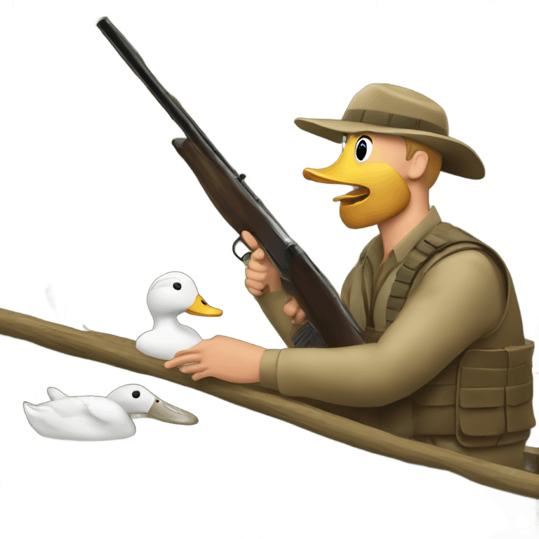 White man duck hunting in a hunting blind  emoji