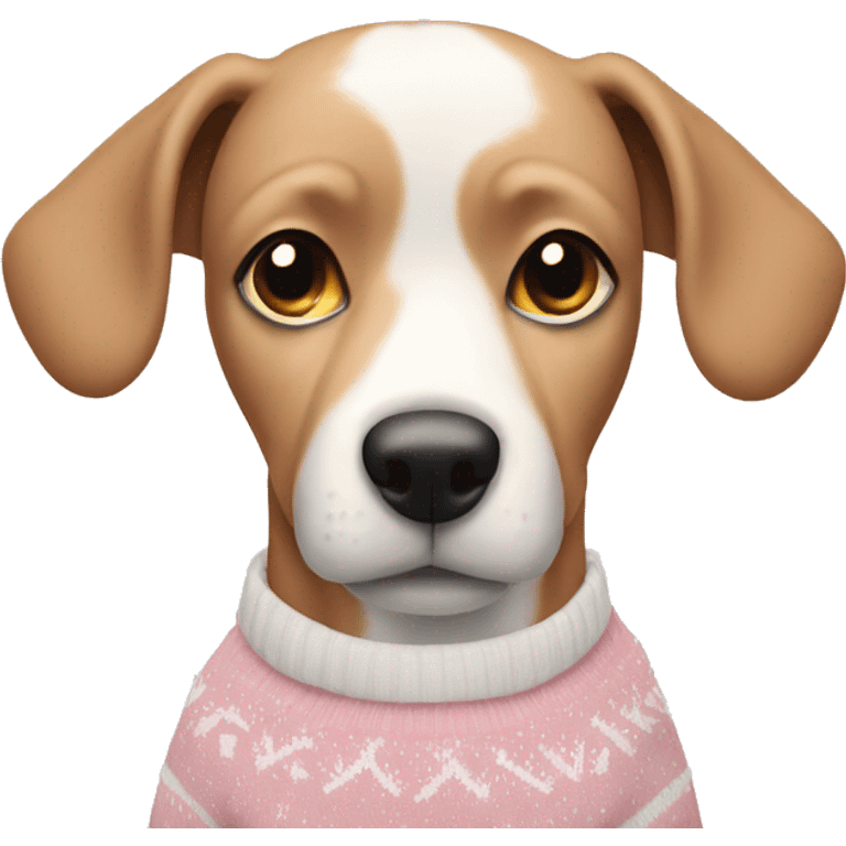 Dog in a light pink and white Christmas sweater  emoji