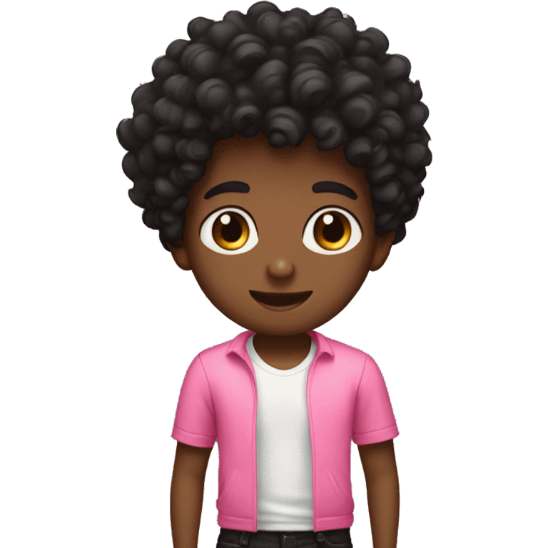 Curly hair boy with pink shorts and black shirt emoji