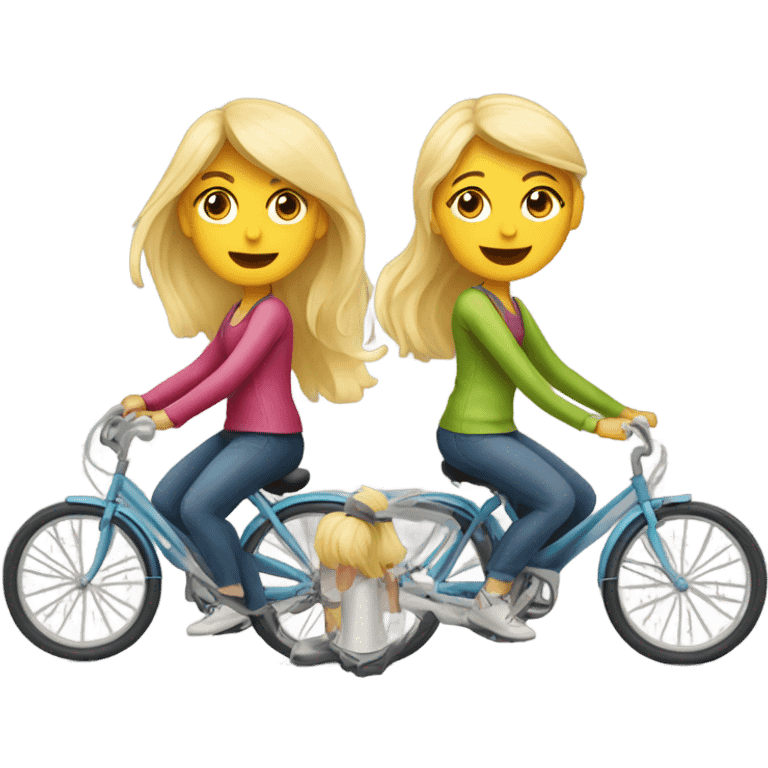 2 blonde girls on bikes emoji