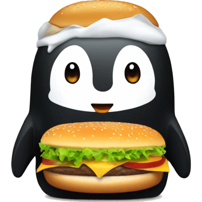 pingüino con una hamburguesa emoji