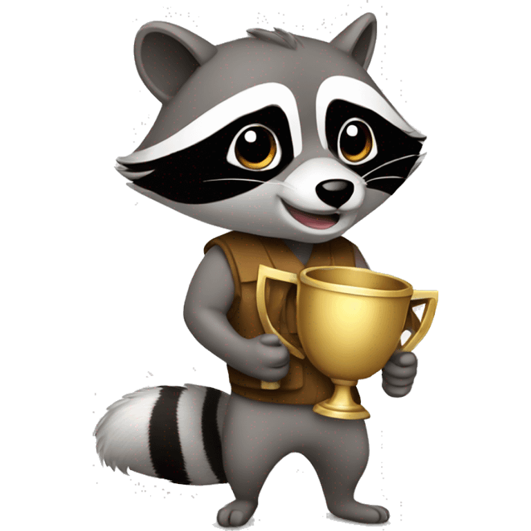 Raccon holding a trophy emoji