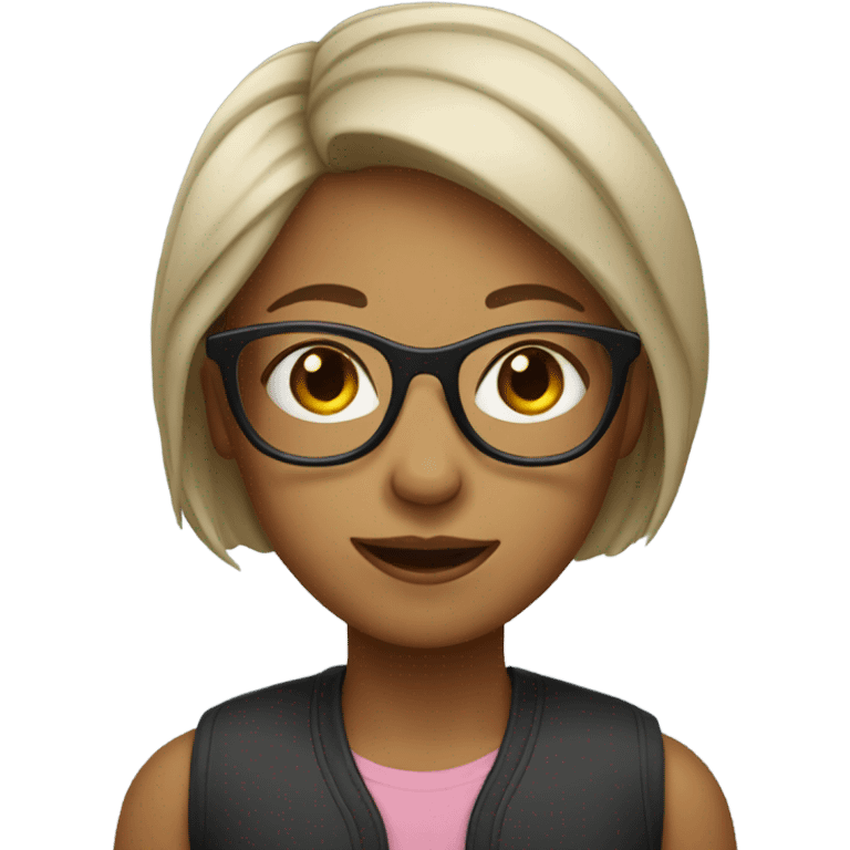 short hair girl with glasses emoji