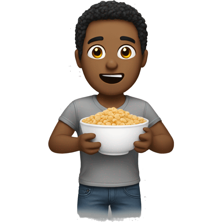 A guy eating cereal emoji