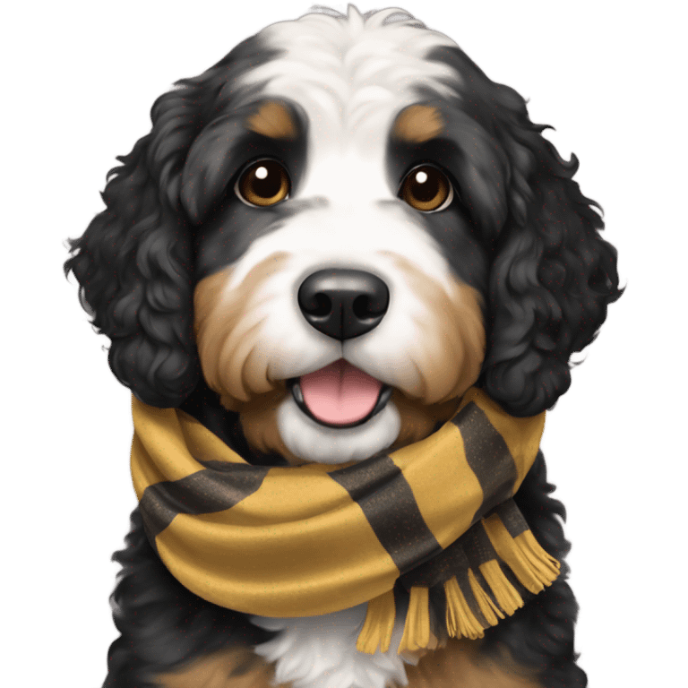 Bernedoodle with purdue scarf emoji