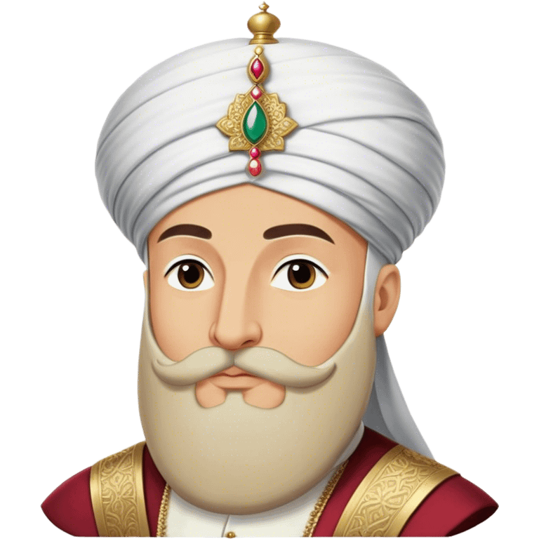 ​Cinematic Realistic Portrait of Suleiman the Magnificent, depicted as a regal Ottoman sultan adorned with a large, white, round, tall turban and a majesti beard, his commanding gaze bathed in warm, historic lighting that exudes timeless authority and grandeur, emoji