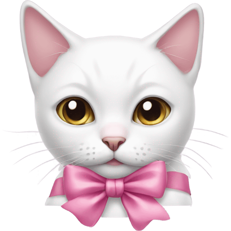 White cat with pink bow emoji