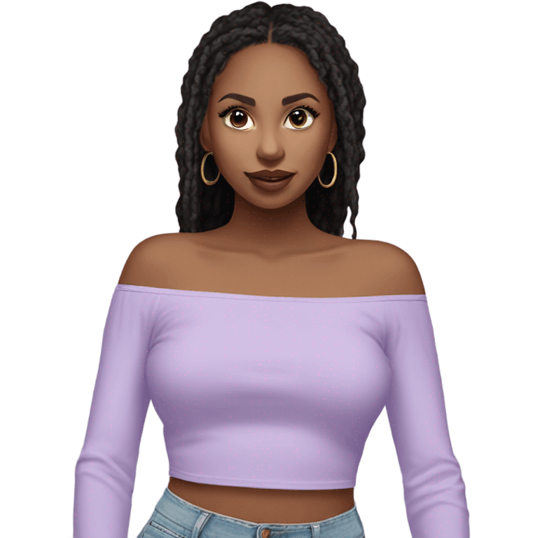 Lilac off shoulder Long sleeve flowy crop top, isolated emoji