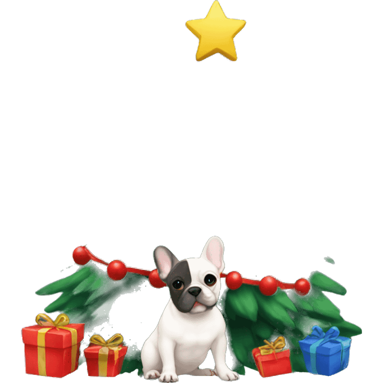 French bulldog with christmas tree emoji