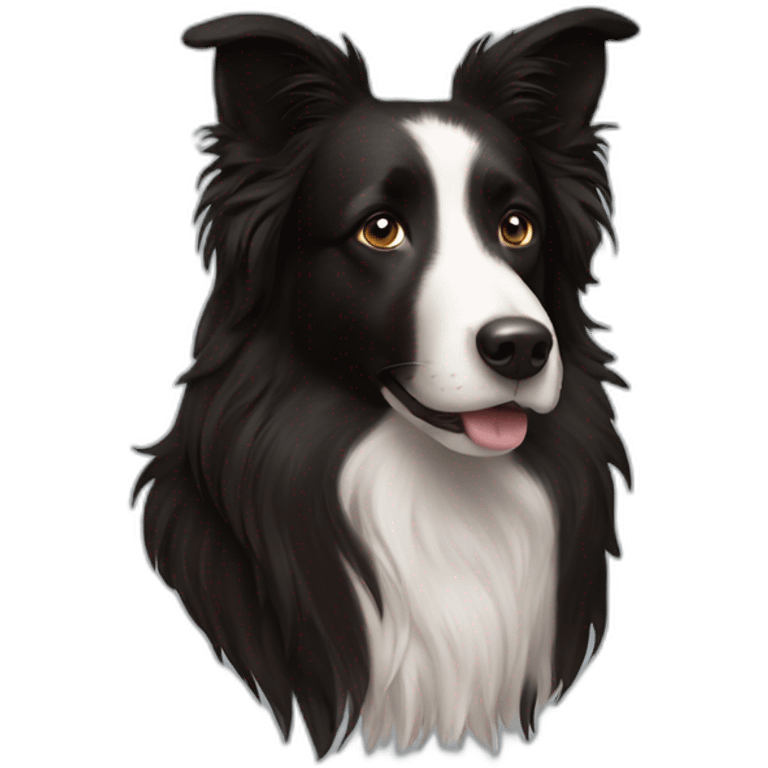 black border collie and woman with long brown hair emoji