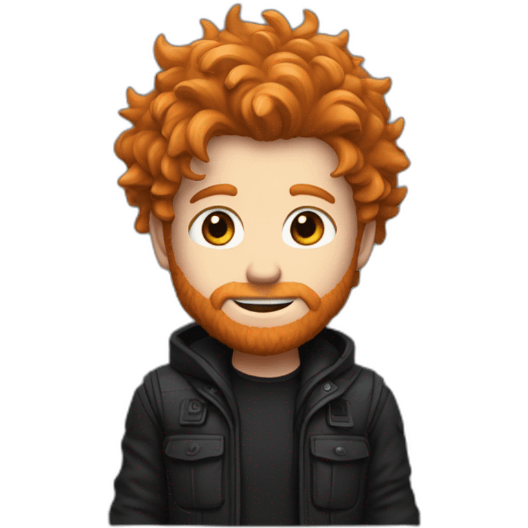 Ginger protagonist scruffy hair and black gear clothes emoji