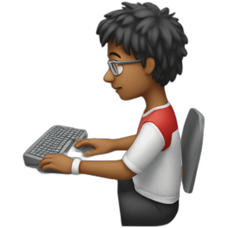 student typing on computer emoji