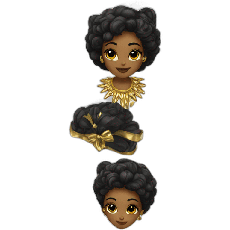 A Beautiful Black panther woman balck hair with gold necklace emoji