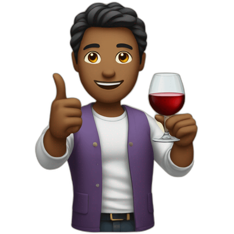 person with wine glass and shaka emoji