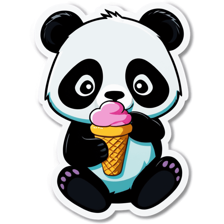 Panda eating ice cream emoji