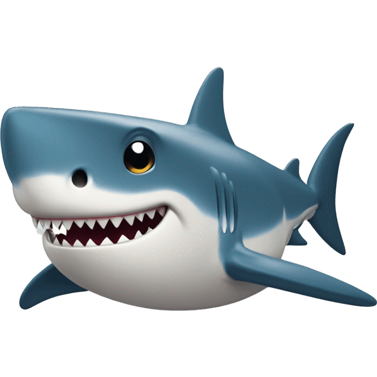 Shark with dorcal fin on top and huge smile with sharp teeth emoji