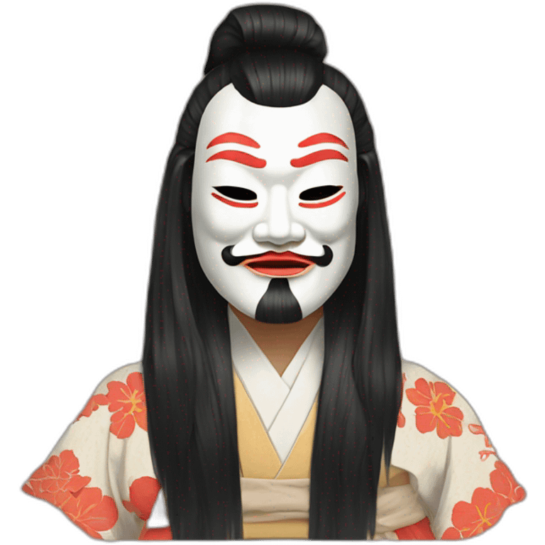 noh-mask-longhair-japanese-kimono-massive-man emoji