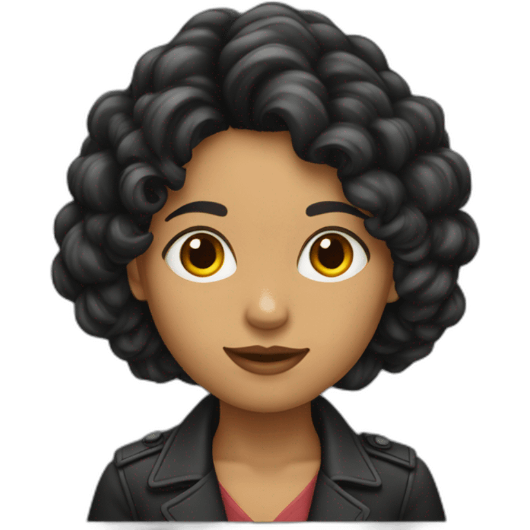 Mujer pelo negro largo y flequillo emoji