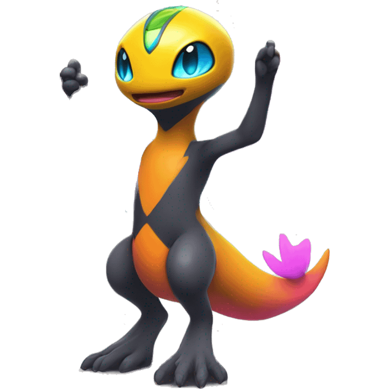 Colorful Neon Colors Vibrant Colors Flying Futuristic Fakémon-Pokémon-Creature Full Body emoji