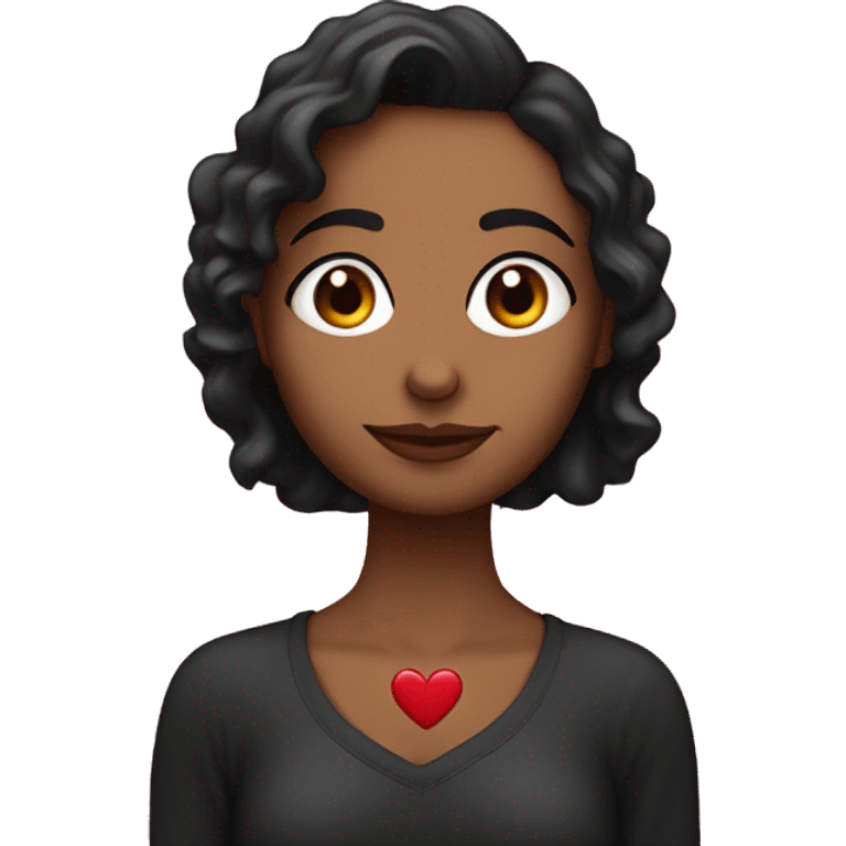 Haz una chica pelo rizado morena guapa con un corazón negro  emoji