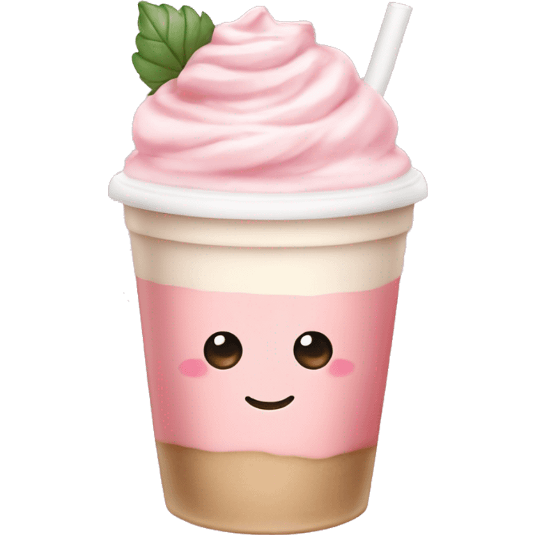 Cute light Pink strawberry latte macchiato emoji