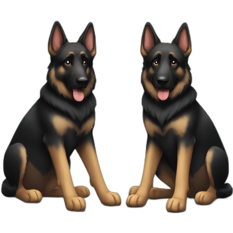 2 black german shepherds sitting next to each other emoji