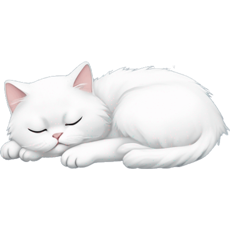 White Persian cat sleeping on blue crescent moon  emoji