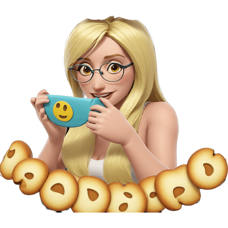 smiling girl with glasses parody emoji