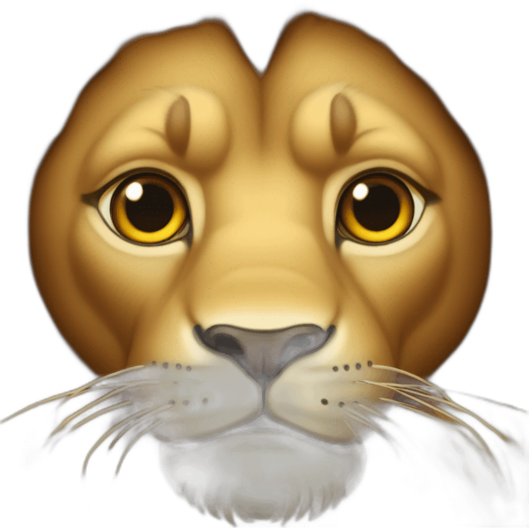 Un lion avec les yeux rouge emoji