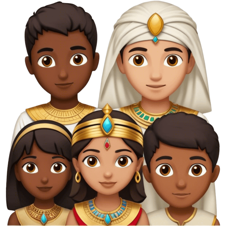 5 bestfriends, 1 indian girl, 1 Egyptian boy, persian girl 1 moroccan boy 1 black boy emoji