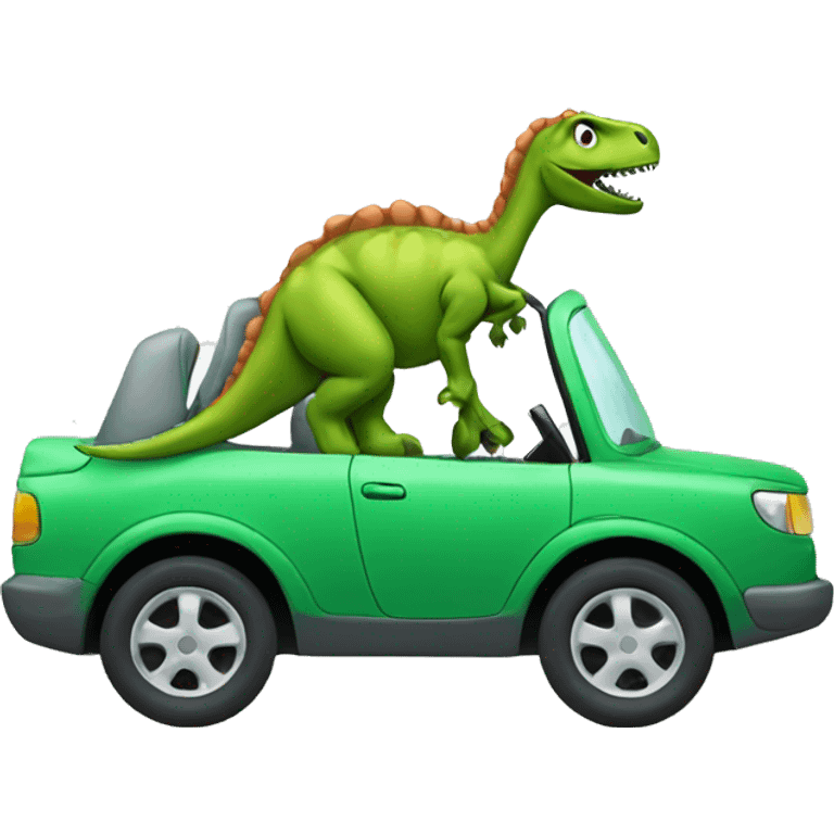 Dinosaur driving car emoji