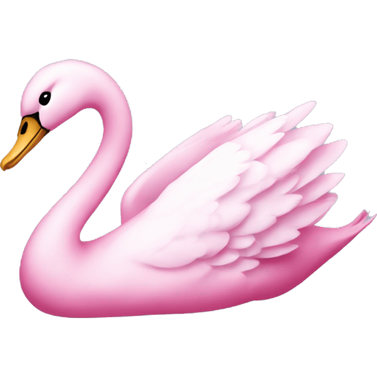 Pink swan with bow on neck emoji