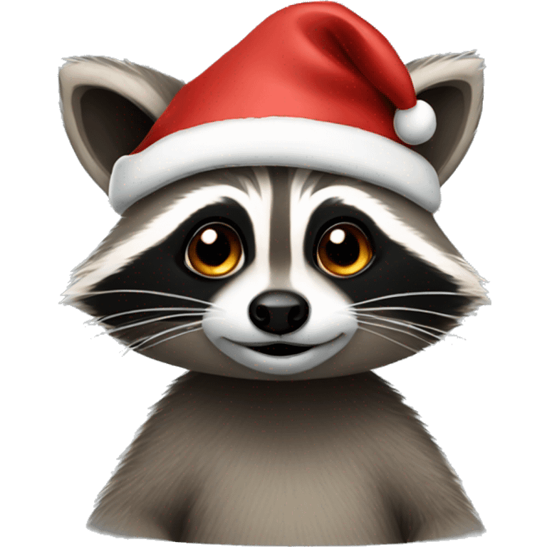 Raccoon wearing Santa hat emoji