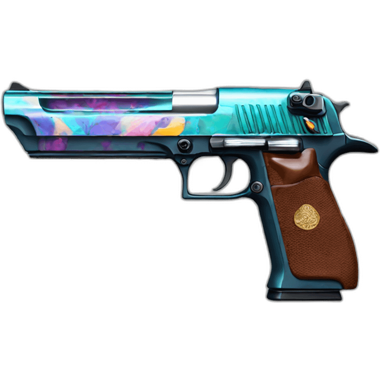 one detailed  desert eagle with exotic colors on it and transparent background emoji